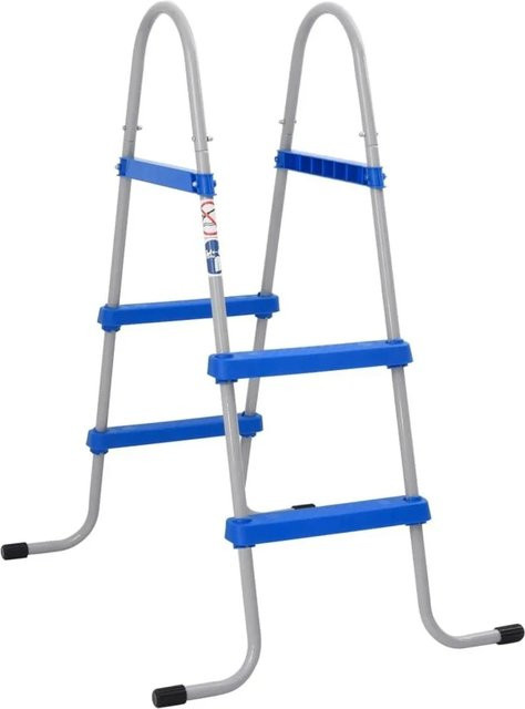 vidaXL Pool-Leiter für Aufstellpools aus Stahl und Kunststoff in Blau und Grau, Höhe: 84 cm - Bild 1