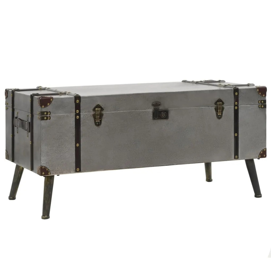 vidaXL Couchtisch aus MDF und Aluminium in Grau und Silber, B/T/H: 102 x 51 x 47,5 cm - Bild 2