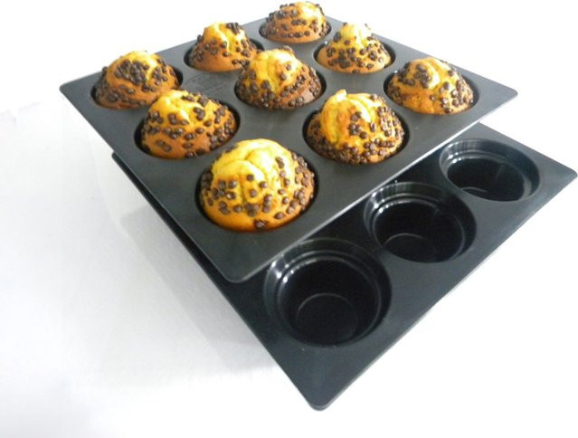 Scaritech Muffinform für 9 Muffins, quadratisch, schwarz, 5er Pack, aus Silikon mit Antihaftbeschichtung - Bild 1