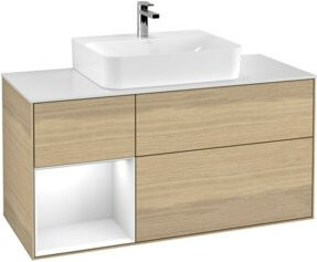 V&B Waschtischunterschrank Finion mit Wandbeleuchtung, Eiche, B/T/H: 120 x 50,1 x 50,1 cm - Bild 1