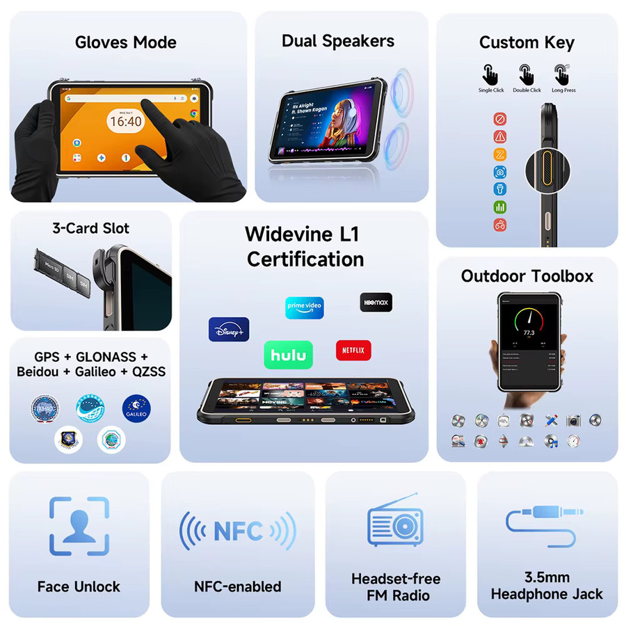 Ulefone RugKing Pad Pro Rugged Tablet mit integrierter eSIM, 8,68 Zoll 90Hz Display, 4G LTE, 16GB RAM, 128GB ROM, Android 16, Gelb - Bild 4