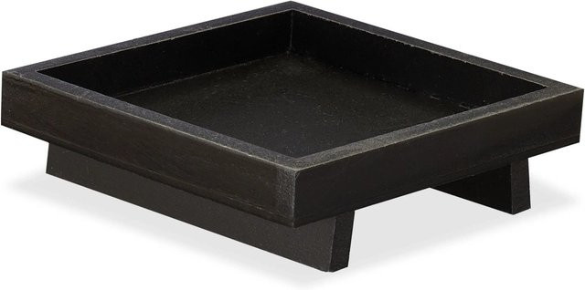 Relaxdays Zen Garten für den Schreibtisch aus Holz in Schwarz und Bronze mit Buddhafigur, B/T/H: 11,5 x 12,5 x 12,5 cm - Bild 1