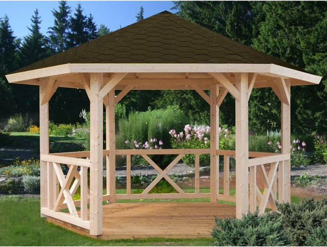Palmako Holz-Pavillon Betty aus imprägniertem Fichtenholz in Natur, B/B/H: 337 x 337 x 240 cm (ohne Fußboden) - Bild 1