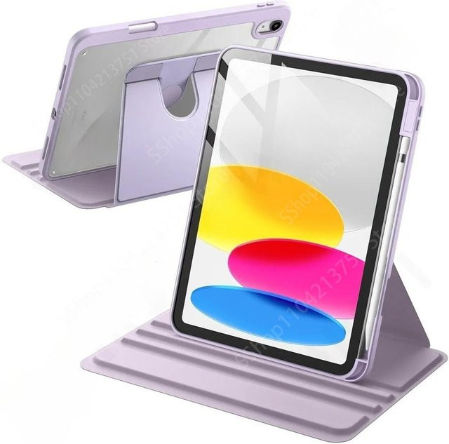 Drehbarer Tablet-Koffer mit Stifthalter für iPad Pro, Air, Mini und iPad 10.2 Gen 7/8/9 in Violett - Bild 1
