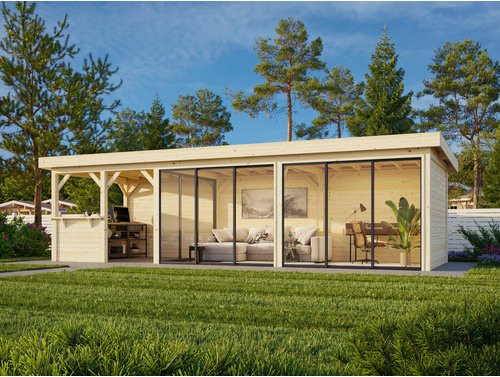 Palmako Pavillon Lenna Set 419 Slide aus Fichtenholz in Braun mit transparenten Elementen, B/H/T: 876 x 245 x 300 cm - Bild 3