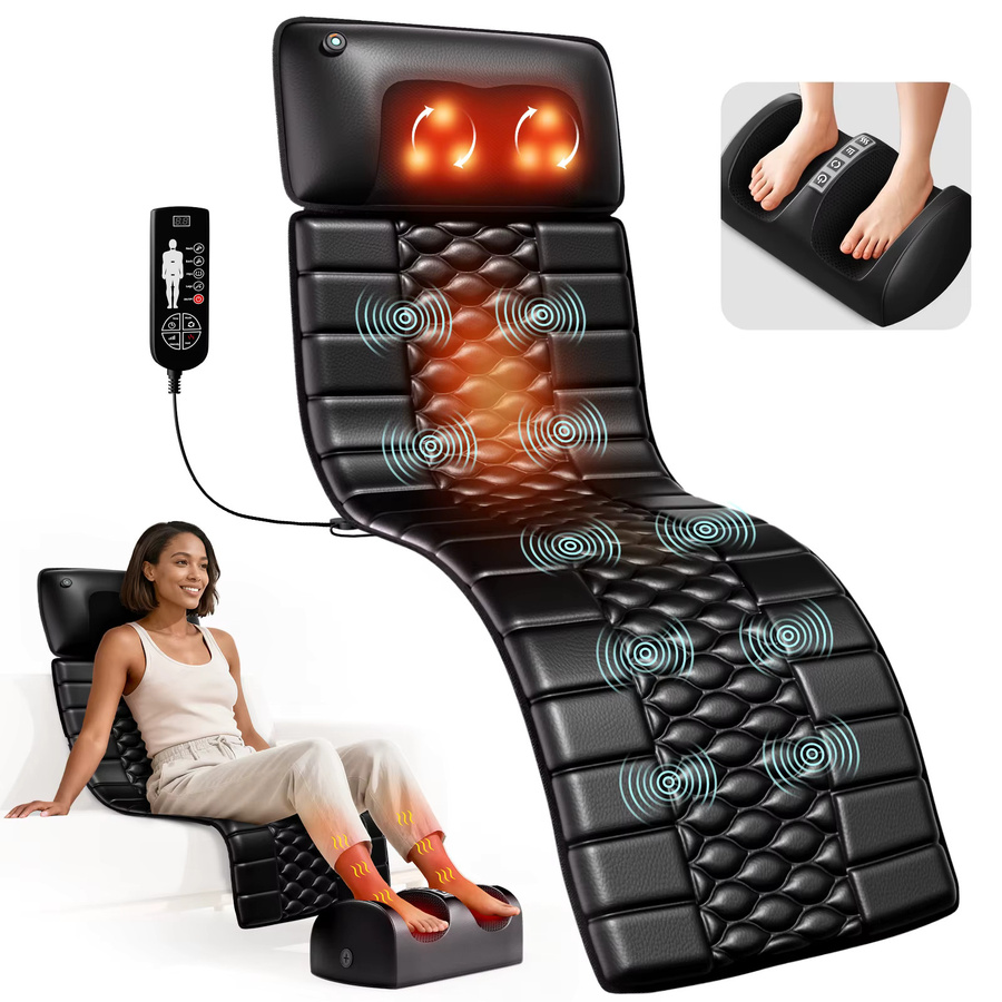 HIMOUTA Shiatsu-Massagematte mit Ganzkörper-Vibration und Heizfunktion in Schwarz zur Schmerzlinderung bei Nacken und Beinen - Bild 7