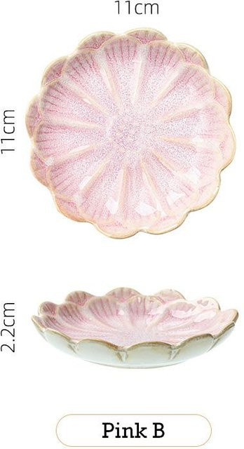 Fancy Homeware Blumenförmige Keramikschale in Rosa, Mini-Gewürzuntertasse und Desserttablett mit floralem Design, Durchmesser: 11,0 cm, Höhe: 1,0 cm - Bild 1