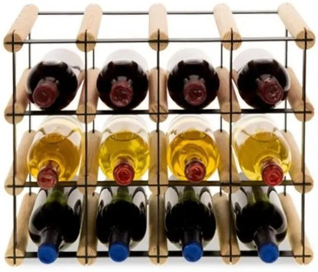 PROREGAL Vinotega Mod Metal Modulares Weinregal aus massivem Kiefernholz in Natur, H x B x T: 32,5 x 42,5 x 24,5 cm - Bild 1