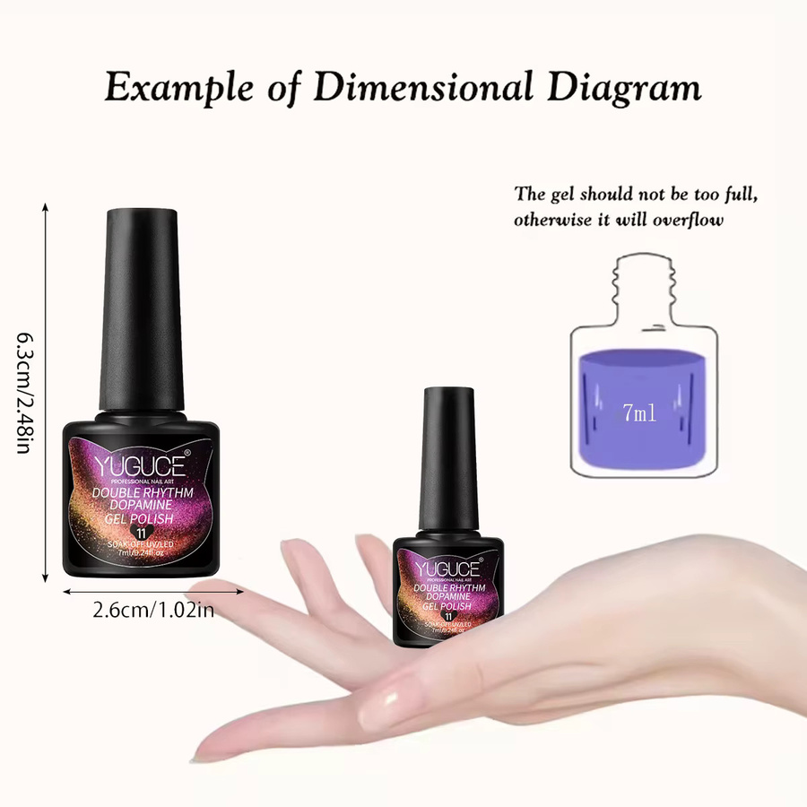 YUGUCE Starlit Cat Eye Gel - 02 + Super Black Nagellack-Set, schimmernd - Bild 3
