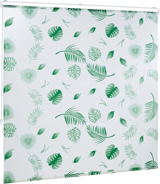 Relaxdays Duschrollo aus Kunststoff und Aluminium in Weiß und Grün, wasserabweisend, B: 160 cm x H: 240 cm - Bild 1
