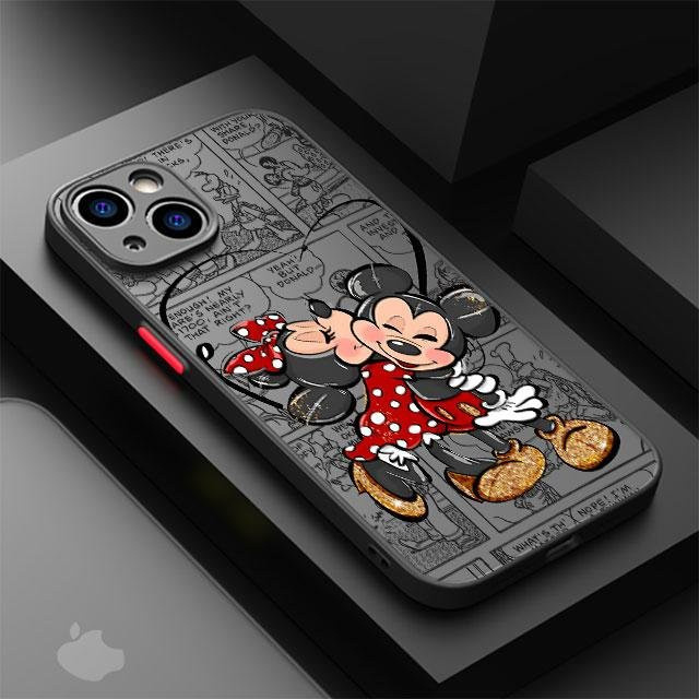 Mickey Minnie Liebe Handyhülle für Apple iPhone 15 16 Pro Max 14 13 12 11 Pro XR 8 SE 7 6S XS MAX Matte Hülle in Transparent und Schwarz - Bild 1