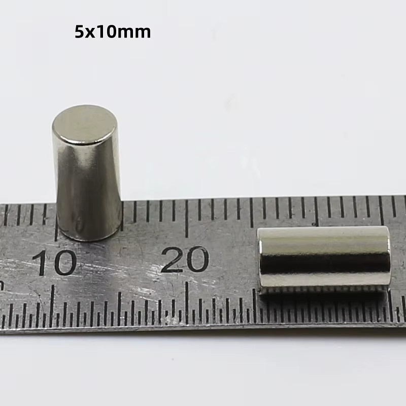 Runde Magnete in Silber für Kühlschrank, Büro und Heimwerkerarbeiten, Durchmesser: 5 mm, Höhe: 10 mm - Bild 2