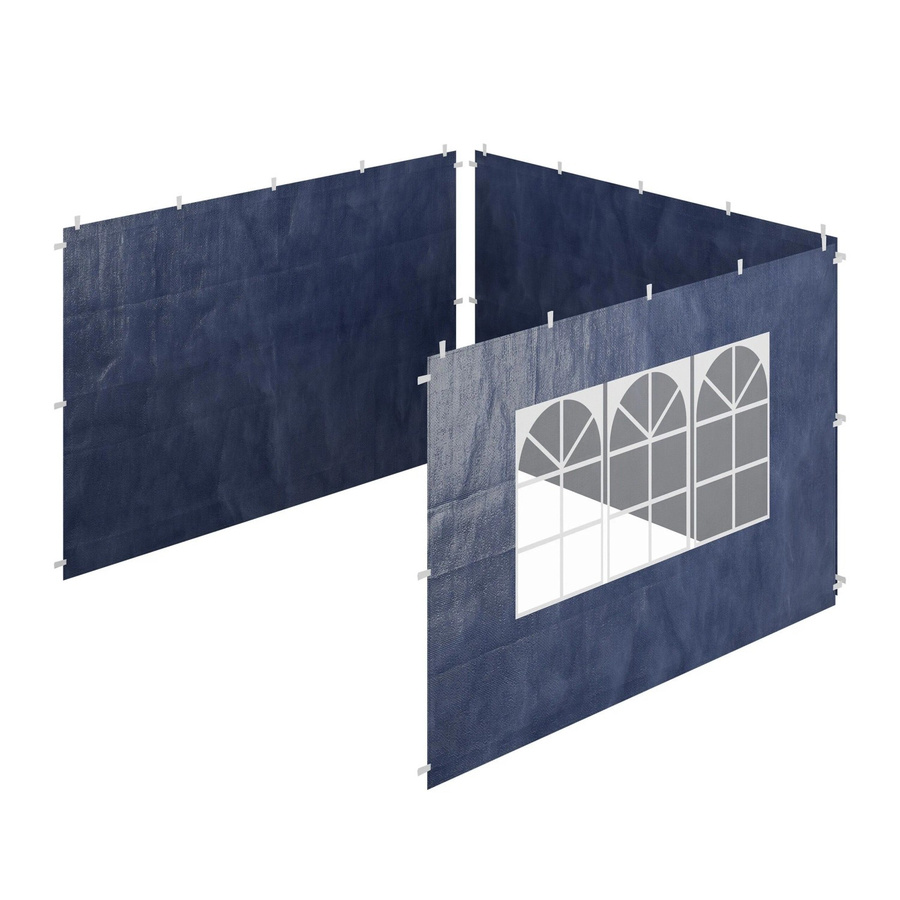 Relaxdays Pavillon Seitenteile 3er Set aus PE/PVC in Blau, wasserdicht, B: 300 cm x H: 200 cm - Bild 2