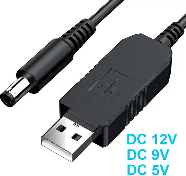 Ninth World USB-C zu DC 5V auf 12V Step-up Boost Konverter Kabel für WiFi Router und Modem in Schwarz - Bild 1