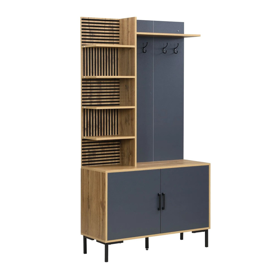 okwish Kleiderschrank Set für den Flur mit Schuhfach, Regalen und Haken in Natur, B/T/H: 100 x 40 x 190,5 cm - Bild 2