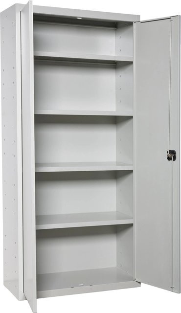 PROREGAL Stahlschrank AMEGO Metallschrank in Grau mit Flügeltüren und 4 verstellbaren Fachböden, Höhe: 180 cm, Breite: 100 cm, Tiefe: 40 cm - Bild 1