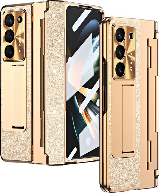Luxuriöse Samsung Galaxy Z Fold Hülle mit Displayschutzfolie und Standfunktion in Gold oder Purple für Galaxy Z Fold 7, 6, 5, 4 und Z Fold 3 5G - Bild 1