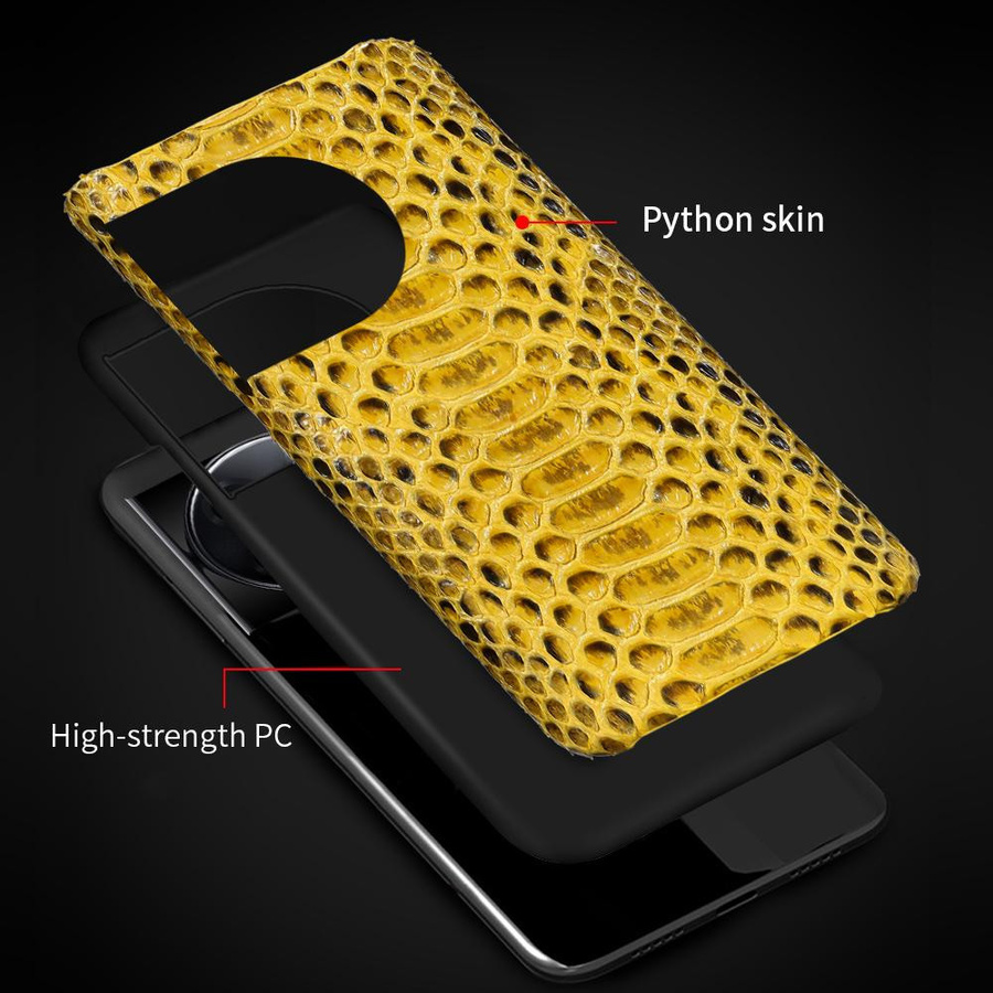 LANGSIDI Echte Leder Handyhülle für OnePlus 15 13 12 Stoßfeste Rüstung Schale Rückabdeckung in Gelb - Bild 1