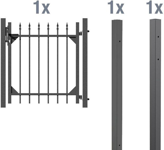 ALBERTS Einzeltor-Set Chaussee zum Einbetonieren in Anthrazit, Breite: 100 cm, Höhe: 96 cm - Bild 1