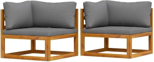 vidaXL Modular-Ecksofa Set aus 2 Stück in Dunkelgrau mit Stoffbezug und Massivholzrahmen aus Akazienholz - Bild 1
