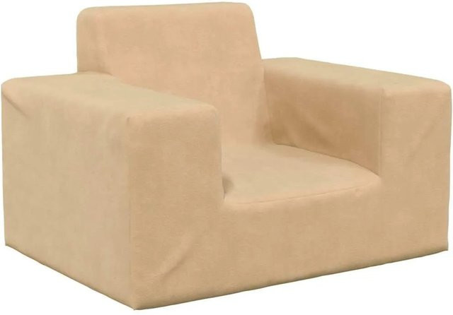vidaXL Kindersofa aus weichem Plüsch in Beige, B/T/H: 52 x 38 x 34 cm - Bild 1