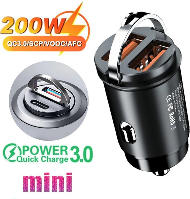 Kankeirr 200W Auto USB Schnellladegerät mit PD Typ-C und QC 4.0 in Schwarz - Bild 1