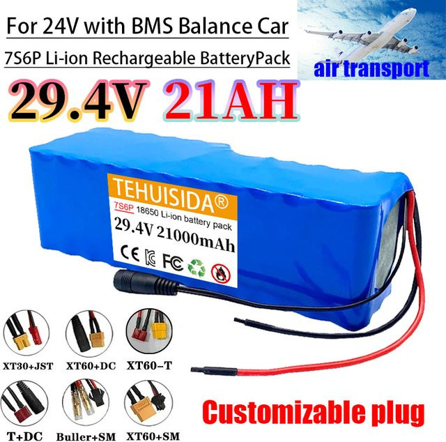 TEHUISIDA Li-Ionen-Akku 24 V mit BMS Balance Car 7S6P 29,4 V 21 Ah in Blau - Bild 1