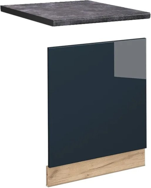 Vicco Geschirrspülerblende Fame-Line in Dunkelblau Hochglanz und Eiche mit Arbeitsplatte in Anthrazit, Breite: 60 cm - Bild 2