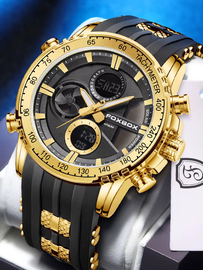 LIGE Armbanduhr Digital, Quarz, Edelstahl, Schwarz, Silber, Herren - Bild 5