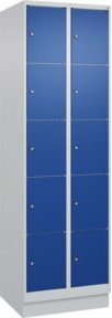 C+P Schließfachschrank Classic PLUS mit Sockel und 2 Abteilen, Farbe Grau mit blauem Frontelement, B/T/H: 195 x 60 x 50 cm - Bild 1