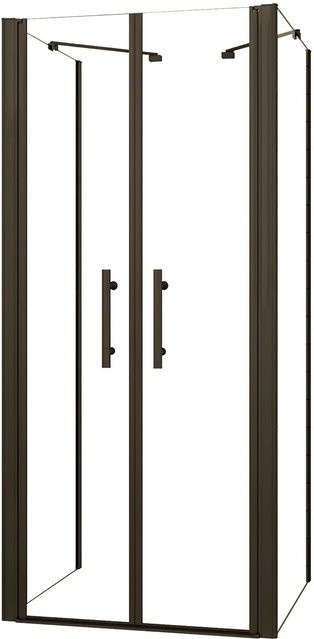 AICA U-Duschkabine mit Pendeltür und Seitenwand, Schwarz, 6mm Nano Glas, B/T/H: 120 x 80 x 195 cm - Bild 1