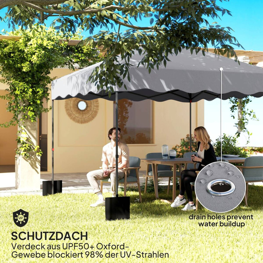 Outsunny Pop-up Faltpavillon Hellgrau mit UV-Schutz 50+ und Rolltasche B/H/L: 297 x 287 x 297 cm - Bild 5