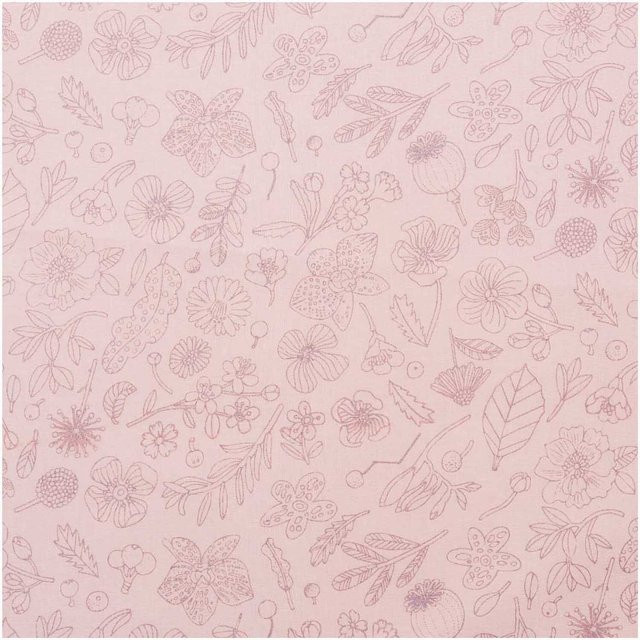 Rico Design Druckstoff Hygge Blumen rosa-metallic Breite: 50 cm, Länge: 140 cm - Bild 1