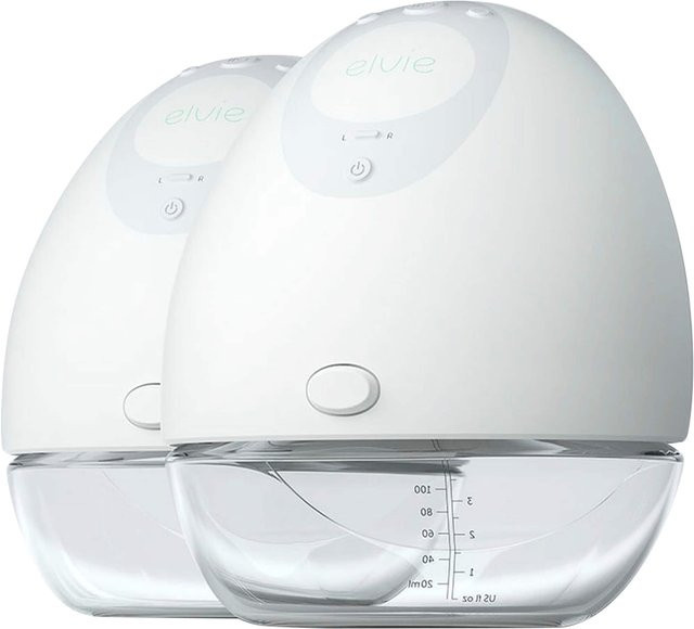 Elvie Pump Double Elektrische Doppel-Milchpumpe, tragbar und BPA-frei, Weiß/Transparent - Bild 1