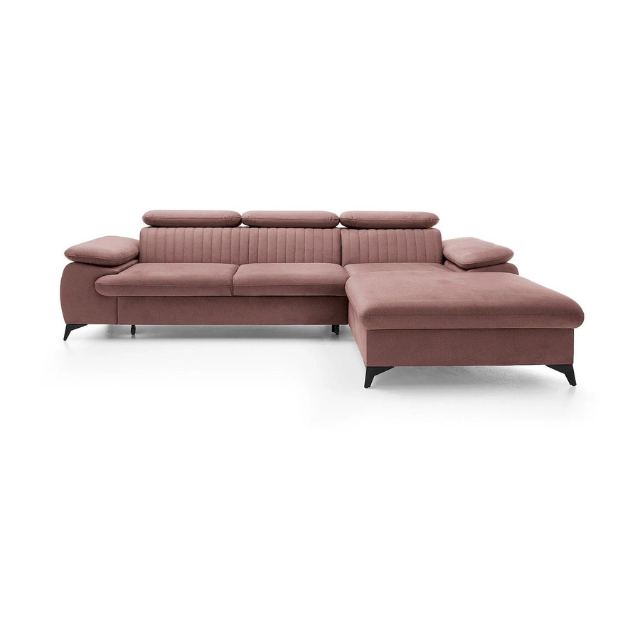 Vente-unique Schlafsofa Samara in Rosa mit Samtbezug und L-Form, Breite: 280 cm - Bild 2