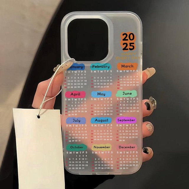 Yiran Silikon Handyhülle mit Kalender-Design in Transparent für iPhone 12 bis iPhone 16 Pro Max - Bild 1