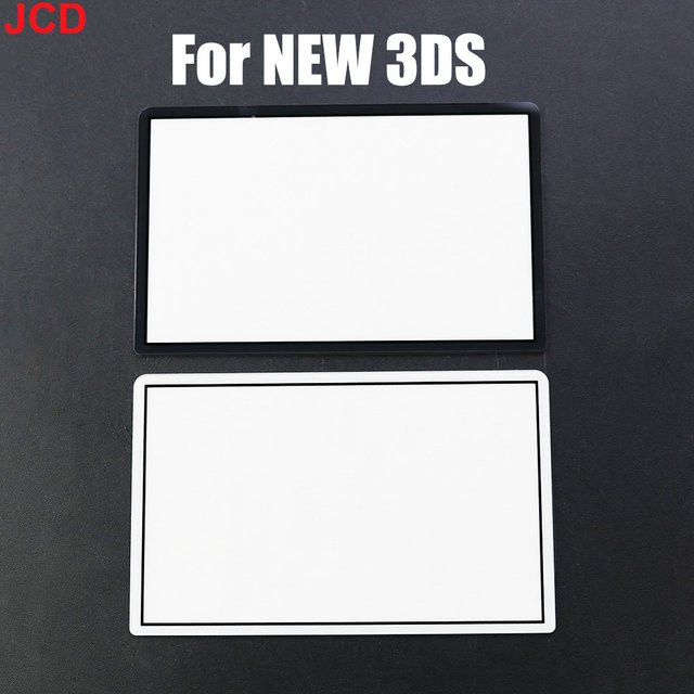 Jcd LCD-Bildschirm-Frontabdeckung für New 3DS Konsole in Schwarz und Weiß mit Glaslinsen-Abdeckung - Bild 1