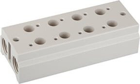 Riegler Mehrfach-Grundplatte für 3/2-Wegeventile, 5 Positionen, M5, G 1/8, Grau, Kunststoff - Bild 1