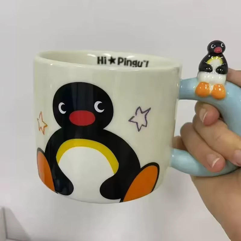 Bandai Kawaii Pinguin Keramiktasse mit Deckel und Griff, Weiß, 400 ml - Bild 2