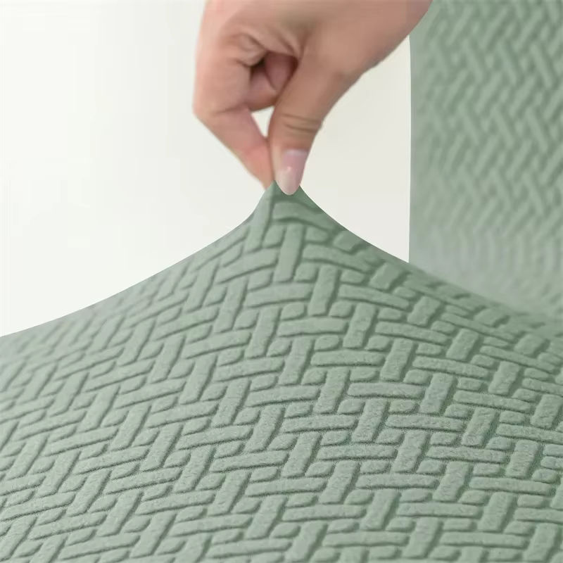 WANERQU Elastischer Jacquard-Ottomane-Bezug in Blau mit Anti-Rutsch-Funktion für quadratische Hocker und Fußstützen - Bild 4