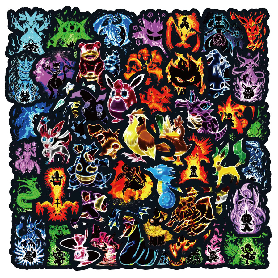 TAKARA TOMY Pokemon Graffiti Aufkleber, 60 Stück, Anime, wasserdicht - Bild 1