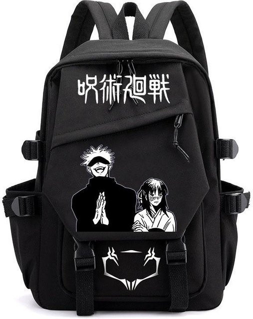 3-teiliges Schulrucksack-Set für Schüler in Schwarz aus Oxford-Stoff mit Federmäppchen und Schultergurt - Bild 1
