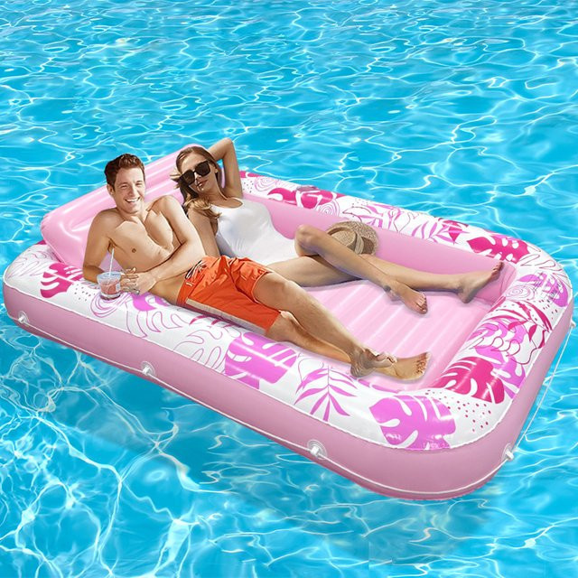 CatXaa Aufblasbare Schwimminsel, Rosa / Pink, mit Getränkehalter - Bild 1