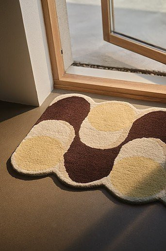 Jotex Türmatte NOTO in Braun mit modernem Grafikdesign und rutschfester Unterseite, B: 90,0 cm, T: 60,0 cm - Bild 1