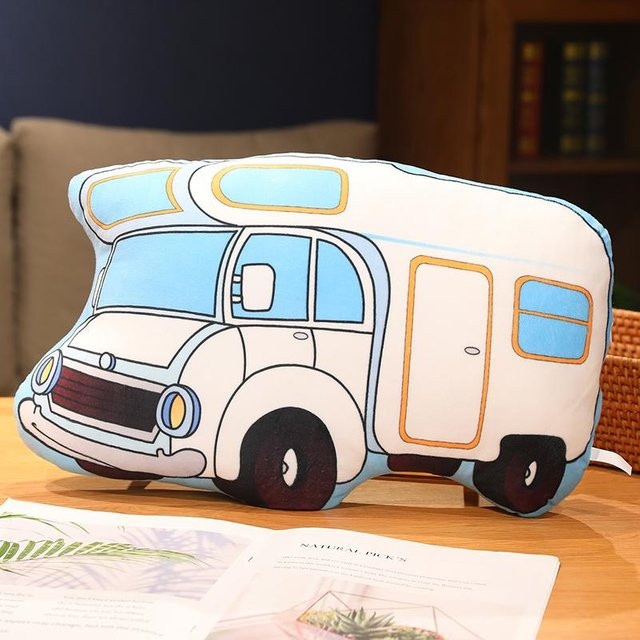 Gemütliches Kissen mit Cartoon Transport Serie Motiven wie Flugzeug, Polizeiauto, Taxi und Motorrad in Multicolour, B/H: 40 x 55 cm - Bild 1