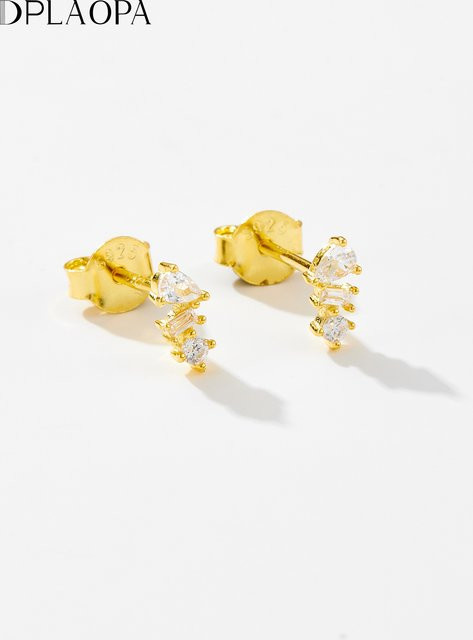 DPLAOPA Ohrstecker, 925 Silber, Gold, Zirkonia, Unisex - Bild 1