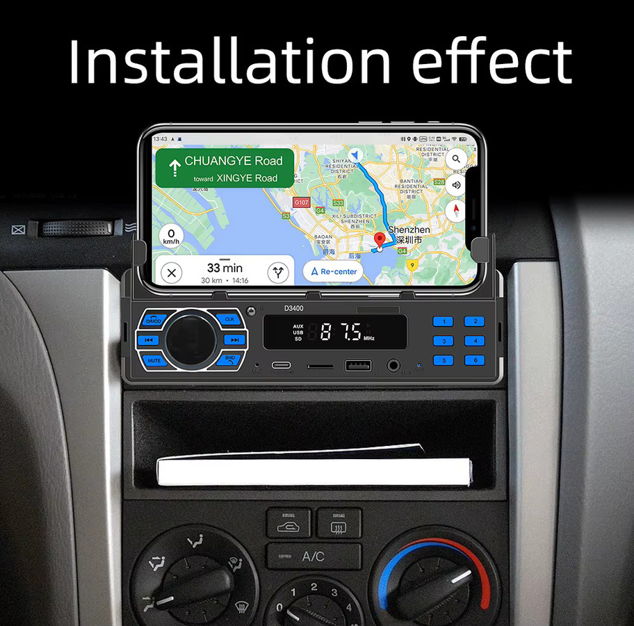 BQCC 1DIN Auto MP3 Player mit Bluetooth, Sprachsteuerung und FM Radio in Schwarz - Bild 6