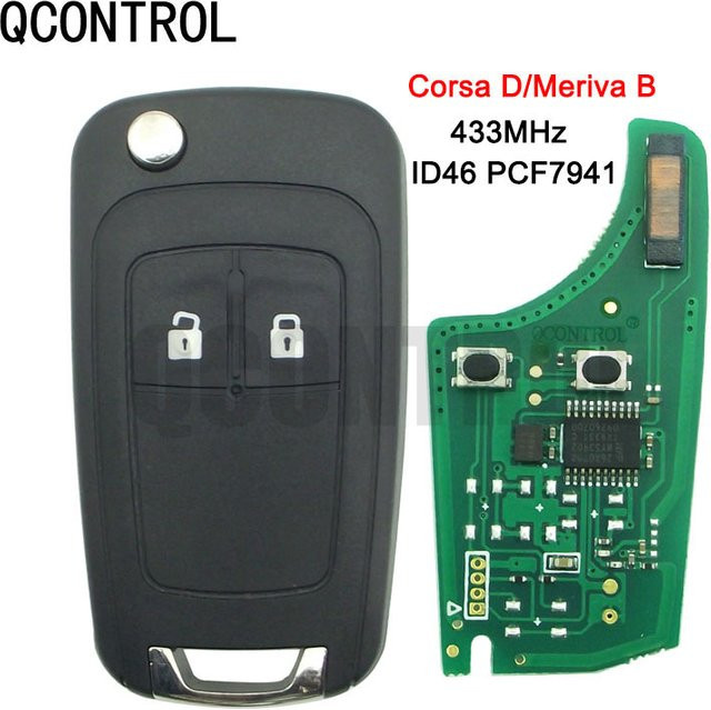QCONTROL Fahrzeug-Fernbedienungsschlüssel für Opel und Vauxhall Corsa D ab 2007 sowie Meriva B ab 2010 mit 433 MHz und PCF7941 Chip - Bild 1
