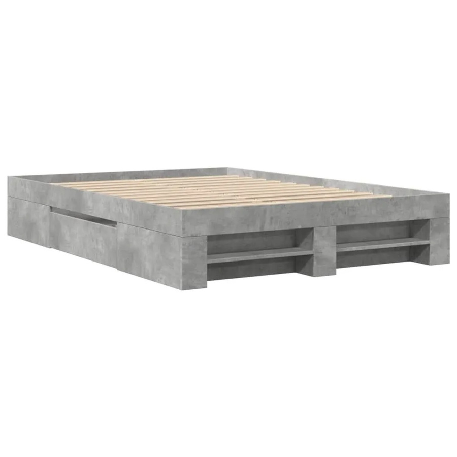 vidaXL Bettgestell mit Schubladen aus Holzwerkstoff in Betongrau, B/T/H: 140 x 200 x 143 cm - Bild 2