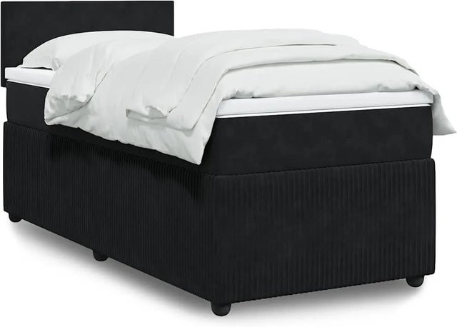 vidaXL Boxspringbett mit Matratze in Schwarz aus Samt mit USB-Ladeport und Unterbettbeleuchtung B/T: 80 x 200 cm - Bild 1